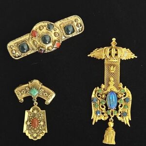Vintage Gold and Gemstone Brooch Lot